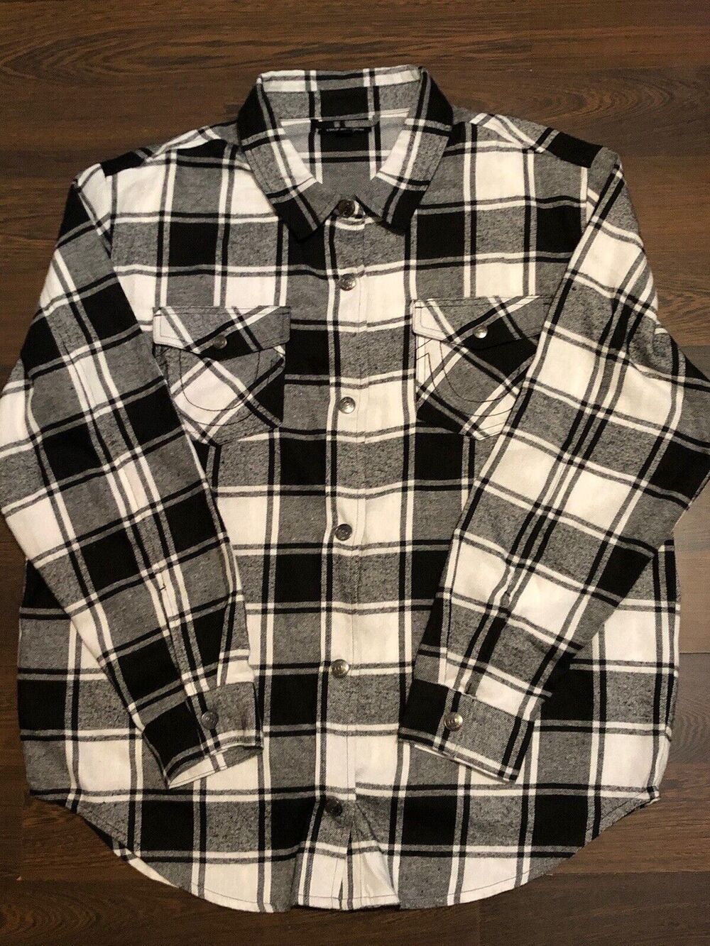 RareTrue Religion Flannel Shirt Plaid L Snap Western Logo On Pockets Mens Sz XL